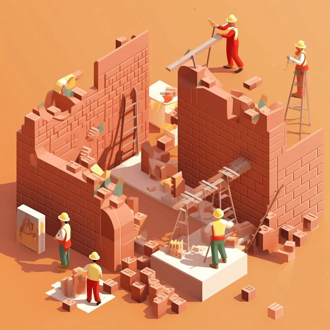 A 3D cartoon scene showing a variety of people multitasking.